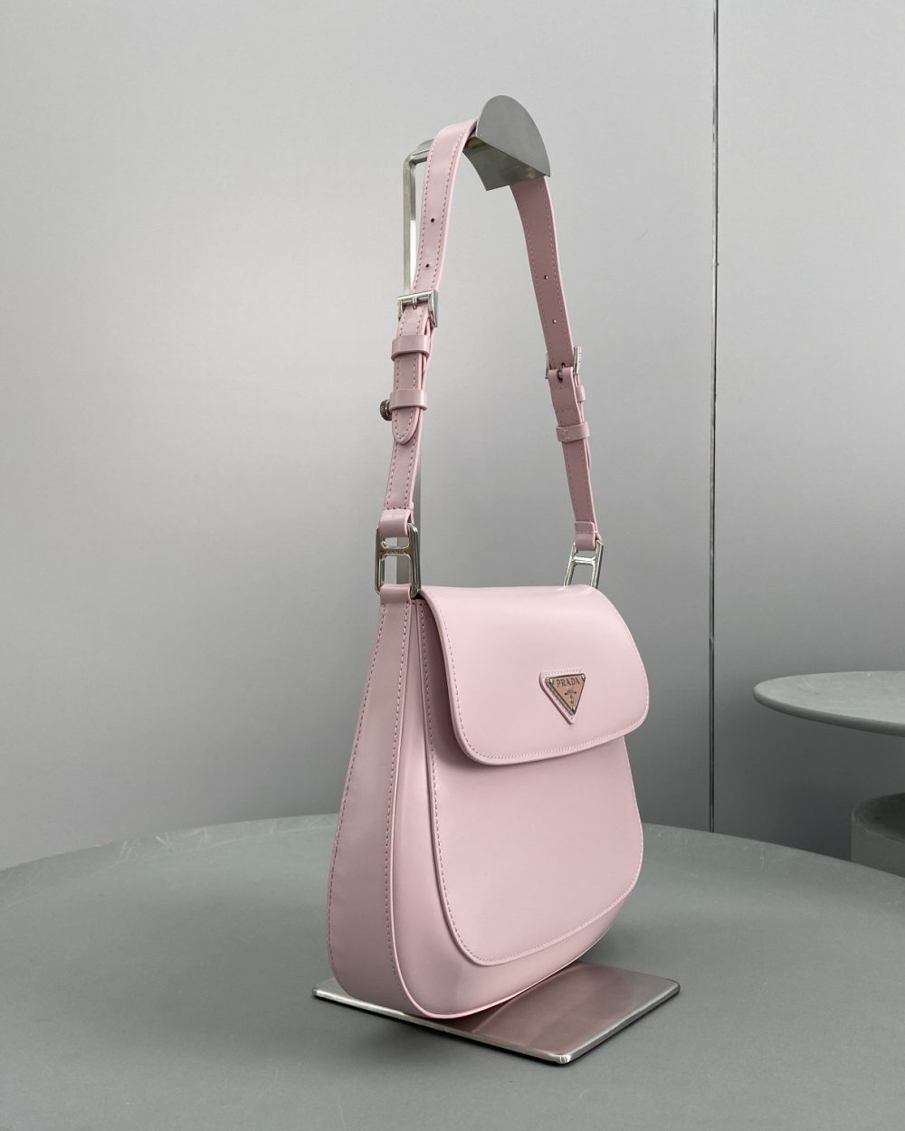 Prada Cleo Brushed Shoulder Bag With Flap Pink For Women, Women's Bags 9in/23cm