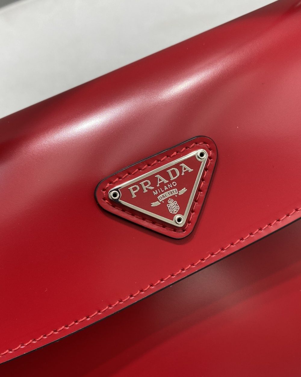 Prada Cleo Brushed Shoulder Bag With Flap Red For Women, Women's Bags 8.6in/22cm 1BD311_ZO6_F02SB_V_OOO