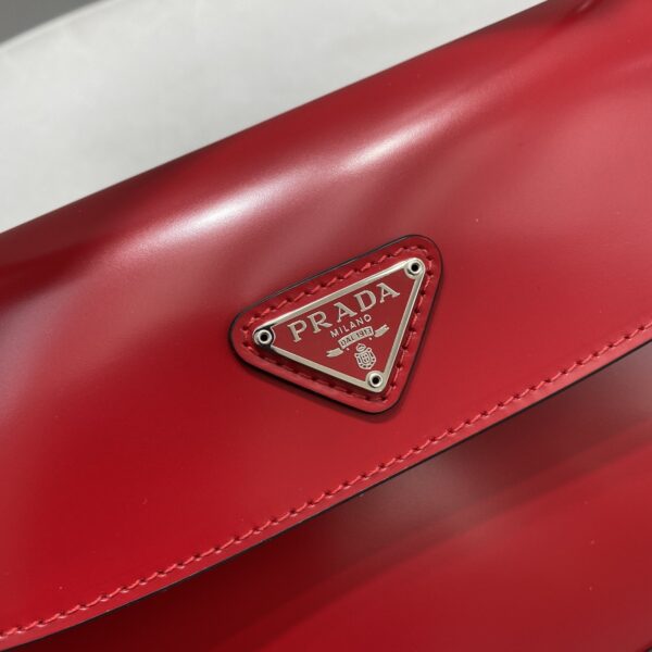 Prada Cleo Brushed Shoulder Bag With Flap Red For Women, Women's Bags 8.6in/22cm 1BD311_ZO6_F02SB_V_OOO