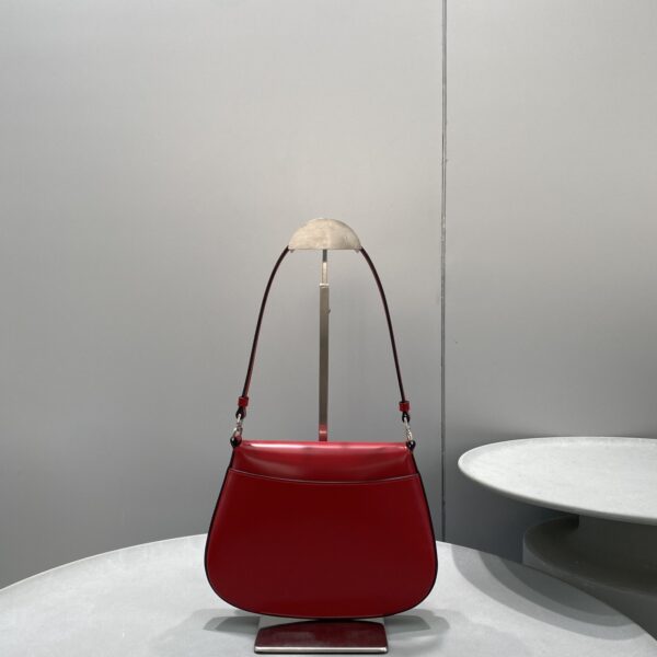 Prada Cleo Brushed Shoulder Bag With Flap Red For Women, Women's Bags 8.6in/22cm 1BD311_ZO6_F02SB_V_OOO