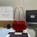 Prada Cleo Brushed Shoulder Bag With Flap Red For Women, Women's Bags 8.6in/22cm 1BD311_ZO6_F02SB_V_OOO