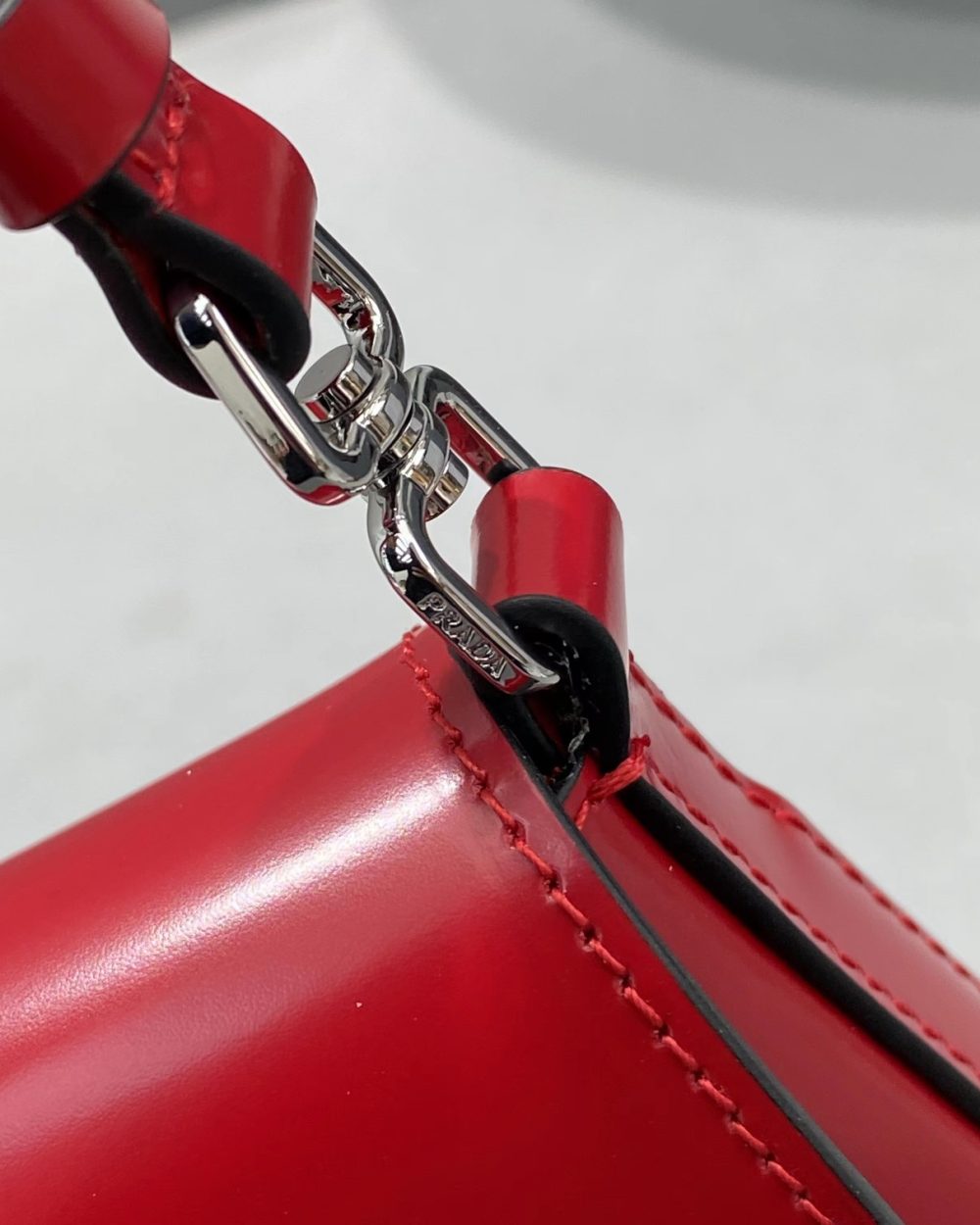 Prada Cleo Brushed Shoulder Bag With Flap Red For Women, Women's Bags 8.6in/22cm 1BD311_ZO6_F02SB_V_OOO
