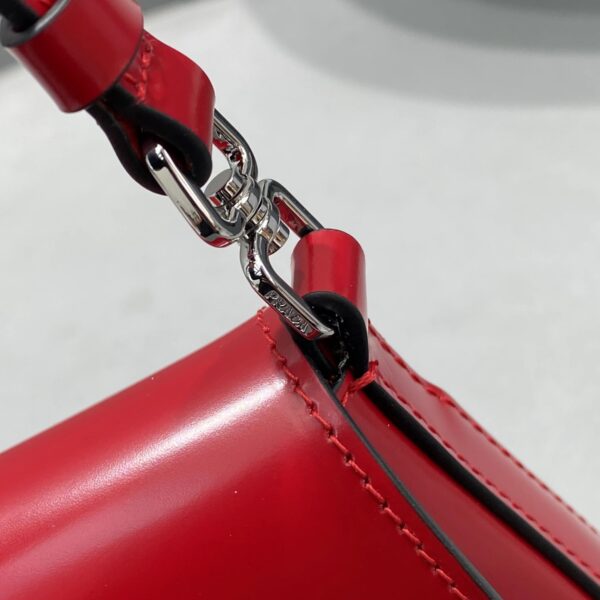 Prada Cleo Brushed Shoulder Bag With Flap Red For Women, Women's Bags 8.6in/22cm 1BD311_ZO6_F02SB_V_OOO