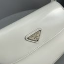 Prada Cleo Brushed Shoulder Bag With Flap White For Women, Women's Bags 8.6in/22cm 1BD311_ZO6_F0009_V_OOO