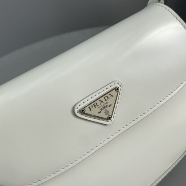 Prada Cleo Brushed Shoulder Bag With Flap White For Women, Women's Bags 8.6in/22cm 1BD311_ZO6_F0009_V_OOO