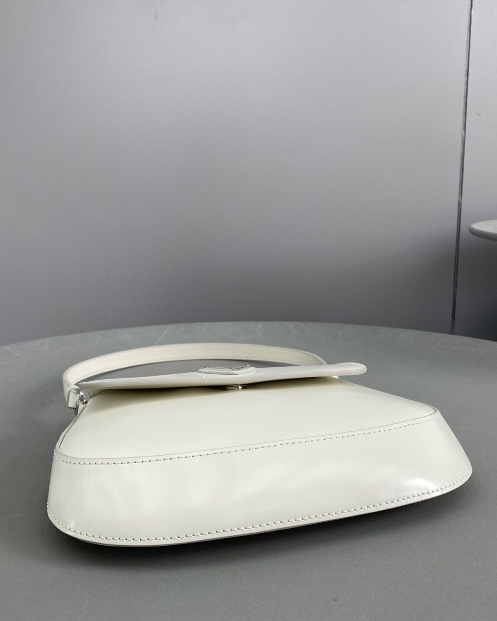 Prada Cleo Brushed Shoulder Bag With Flap White For Women, Women's Bags 8.6in/22cm 1BD311_ZO6_F0009_V_OOO