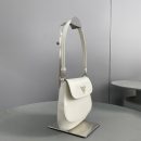 Prada Cleo Brushed Shoulder Bag With Flap White For Women, Women's Bags 8.6in/22cm 1BD311_ZO6_F0009_V_OOO