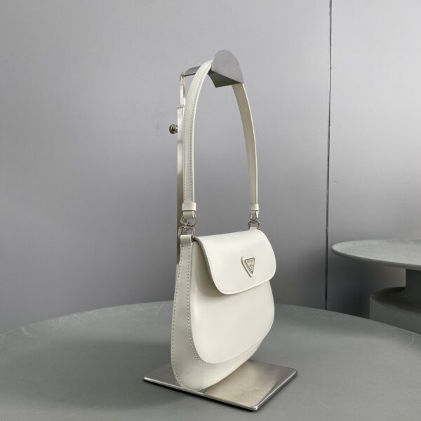 Prada Cleo Brushed Shoulder Bag With Flap White For Women, Women's Bags 8.6in/22cm 1BD311_ZO6_F0009_V_OOO