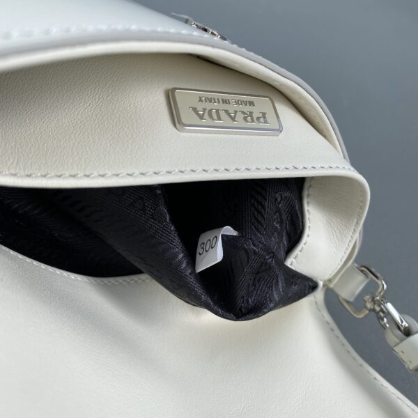 Prada Cleo Brushed Shoulder Bag With Flap White For Women, Women's Bags 8.6in/22cm 1BD311_ZO6_F0009_V_OOO