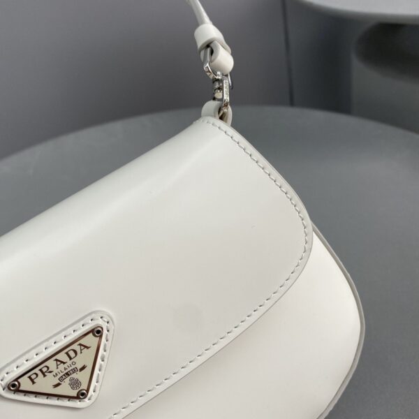 Prada Cleo Brushed Shoulder Bag With Flap White For Women, Women's Bags 8.6in/22cm 1BD311_ZO6_F0009_V_OOO