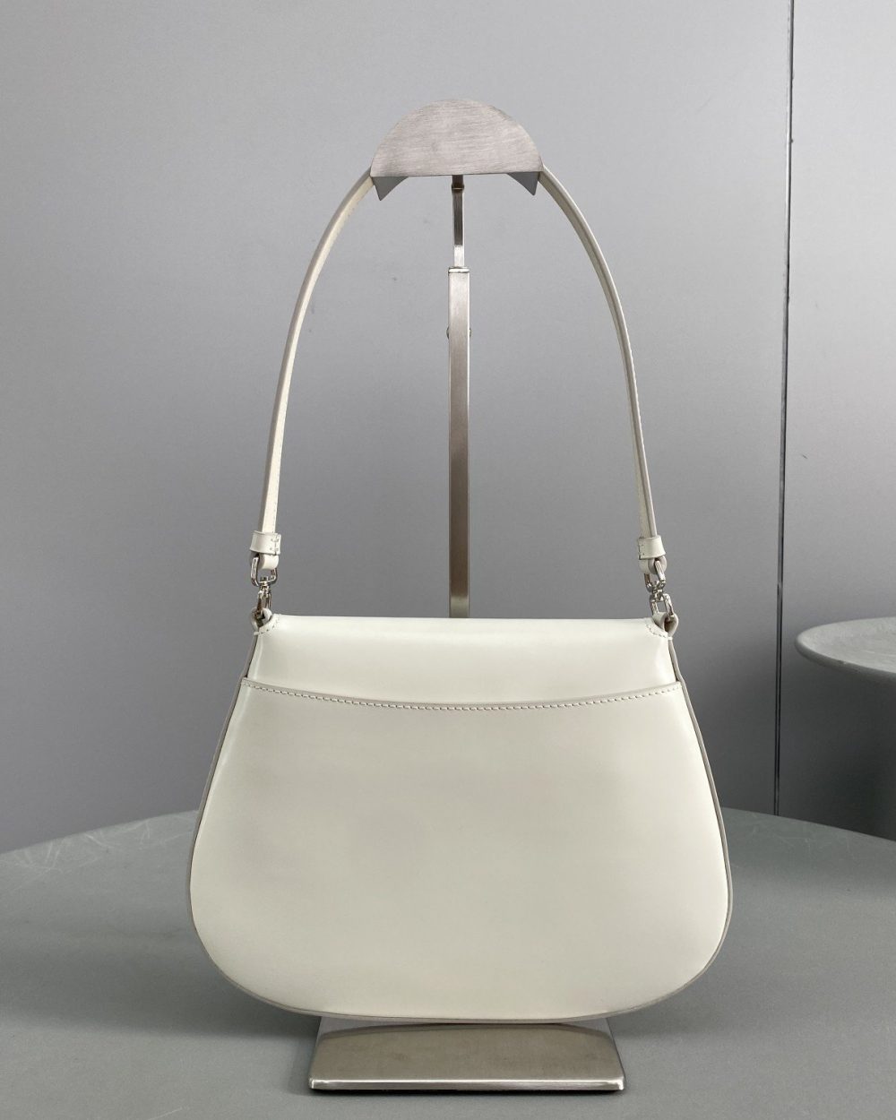 Prada Cleo Brushed Shoulder Bag With Flap White For Women, Women's Bags 8.6in/22cm 1BD311_ZO6_F0009_V_OOO