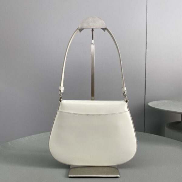 Prada Cleo Brushed Shoulder Bag With Flap White For Women, Women's Bags 8.6in/22cm 1BD311_ZO6_F0009_V_OOO