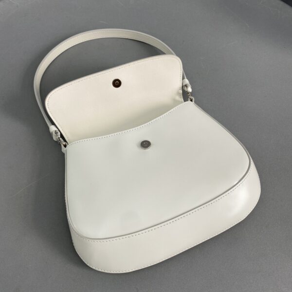 Prada Cleo Brushed Shoulder Bag With Flap White For Women, Women's Bags 8.6in/22cm 1BD311_ZO6_F0009_V_OOO