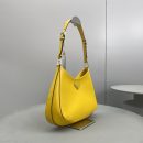 Prada Cleo Brushed Shoulder Bag Yellow For Women, Women's Bags 11.8in/30cm