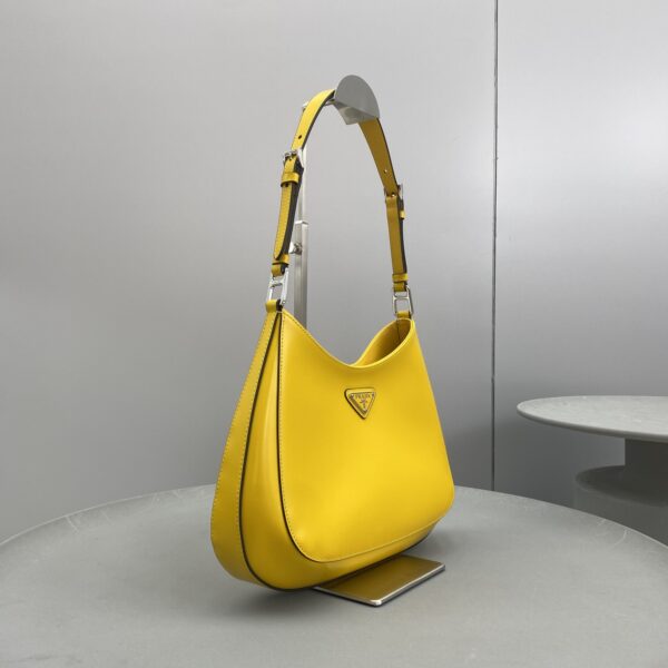 Prada Cleo Brushed Shoulder Bag Yellow For Women, Women's Bags 11.8in/30cm