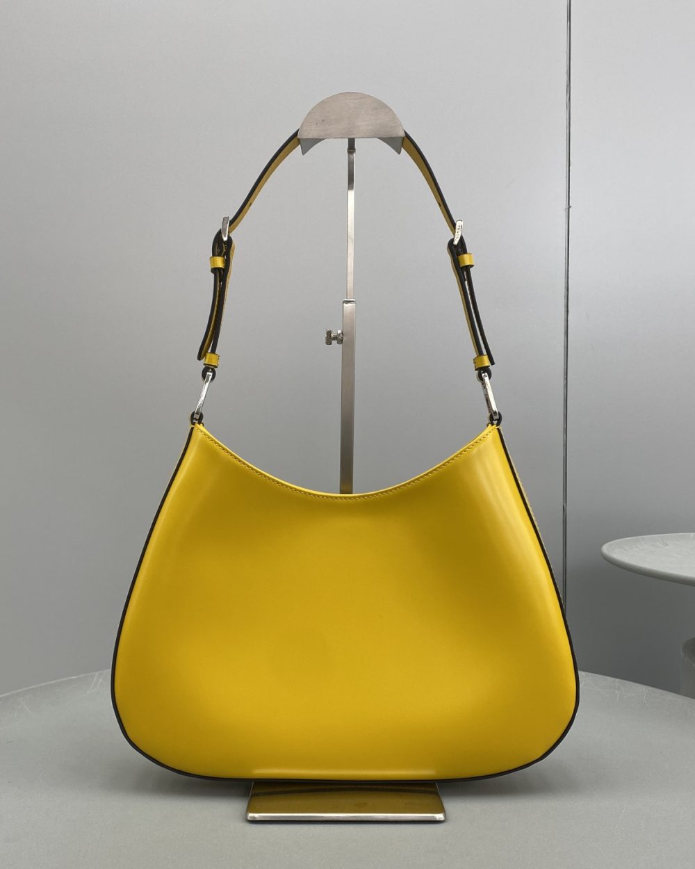Prada Cleo Brushed Shoulder Bag Yellow For Women, Women's Bags 11.8in/30cm