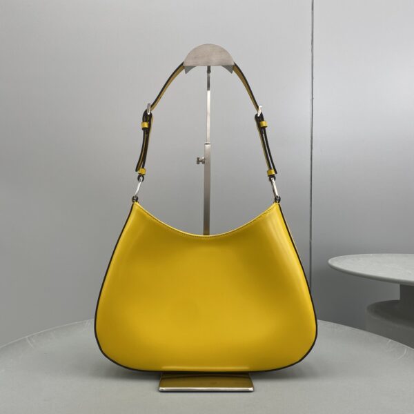 Prada Cleo Brushed Shoulder Bag Yellow For Women, Women's Bags 11.8in/30cm