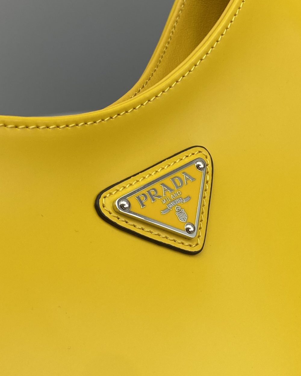 Prada Cleo Brushed Shoulder Bag Yellow For Women, Women's Bags 11.8in/30cm