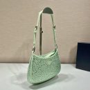 Prada Cleo Satin Bag With Crystals Beige For Women, Women's Bags 8.6in/22cm