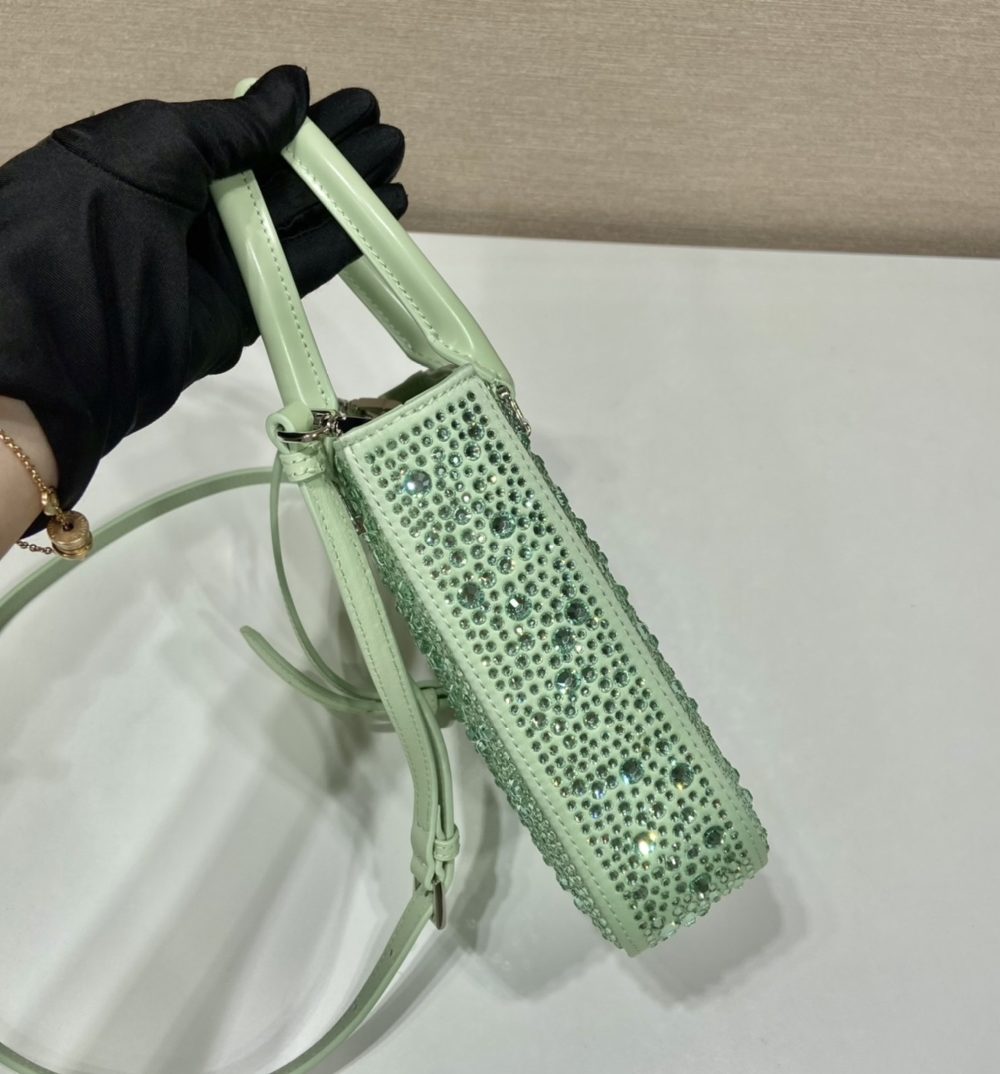 Prada Cleo Satin Bag With Crystals Beige For Women, Women's Bags 8.6in/22cm