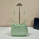 Prada Cleo Satin Bag With Crystals Beige For Women, Women's Bags 8.6in/22cm