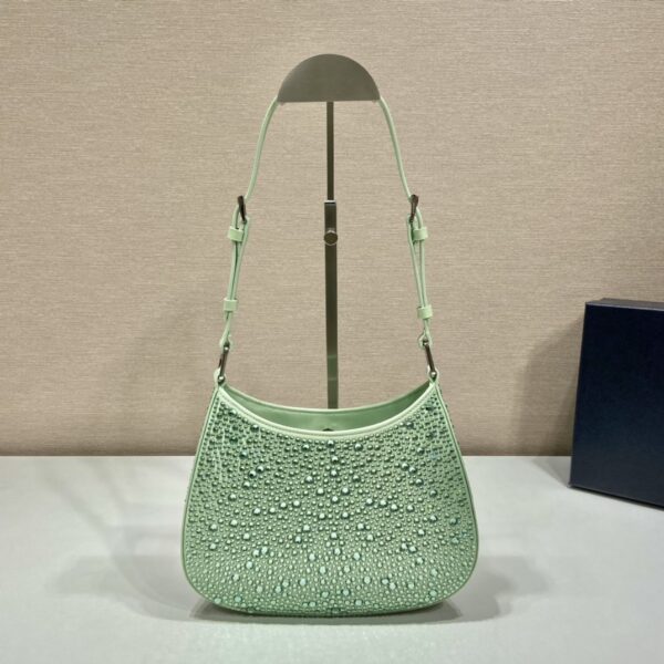 Prada Cleo Satin Bag With Crystals Beige For Women, Women's Bags 8.6in/22cm