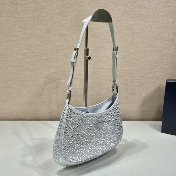 Prada Cleo Satin Bag With Crystals Silver For Women, Women's Bags 8.6in/22cm 1BC169_2AWL_F0934_V_HOO