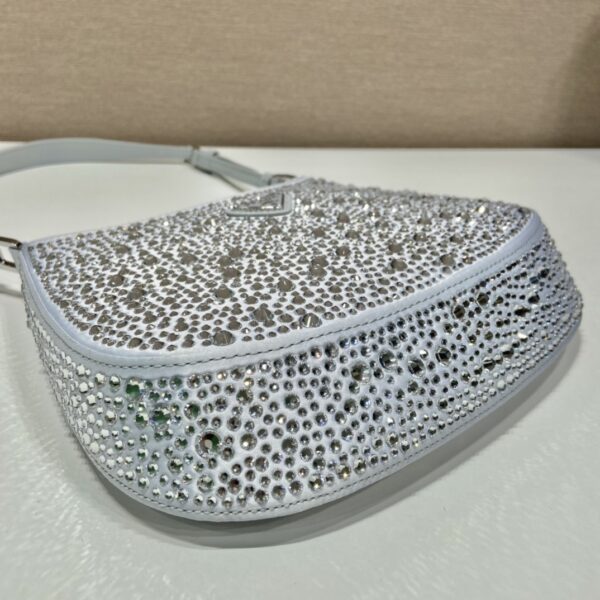 Prada Cleo Satin Bag With Crystals Silver For Women, Women's Bags 8.6in/22cm 1BC169_2AWL_F0934_V_HOO