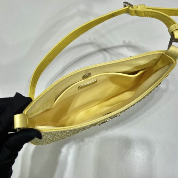 Prada Cleo Satin Bag With Crystals Yellow For Women, Women's Bags 8.6in/22cm 1BC169_2AWL_F068X_V_HOO