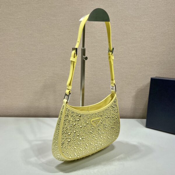 Prada Cleo Satin Bag With Crystals Yellow For Women, Women's Bags 8.6in/22cm 1BC169_2AWL_F068X_V_HOO