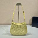 Prada Cleo Satin Bag With Crystals Yellow For Women, Women's Bags 8.6in/22cm 1BC169_2AWL_F068X_V_HOO