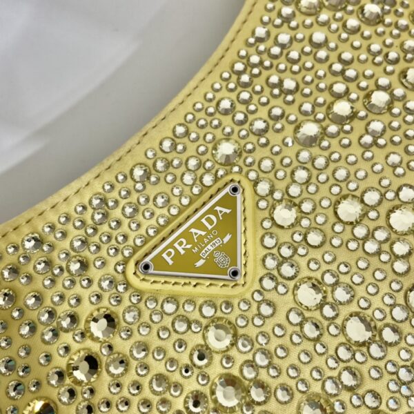 Prada Cleo Satin Bag With Crystals Yellow For Women, Women's Bags 8.6in/22cm 1BC169_2AWL_F068X_V_HOO
