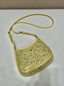 Prada Cleo Satin Bag With Crystals Yellow For Women, Women's Bags 8.6in/22cm 1BC169_2AWL_F068X_V_HOO