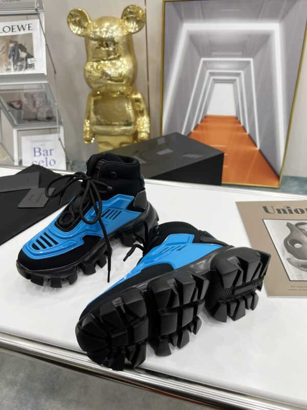 Prada Cloudbust Thunder High-Top Sneakers Blue/Black For Women 1.9in/50mm PRD