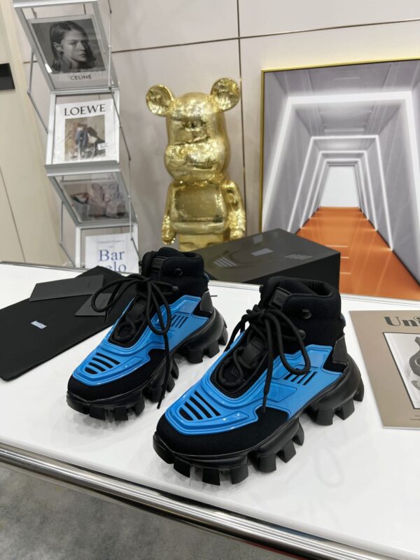 Prada Cloudbust Thunder High-Top Sneakers Blue/Black For Women 1.9in/50mm PRD