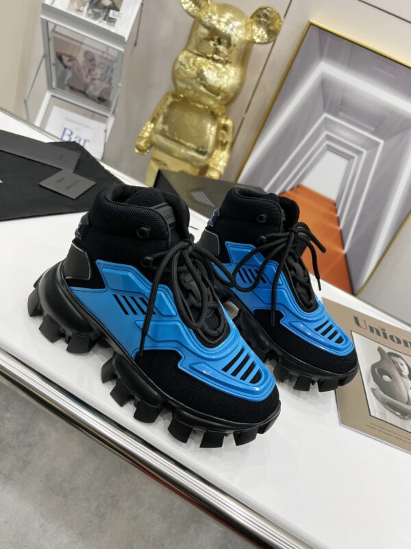 Prada Cloudbust Thunder High-Top Sneakers Blue/Black For Women 1.9in/50mm PRD