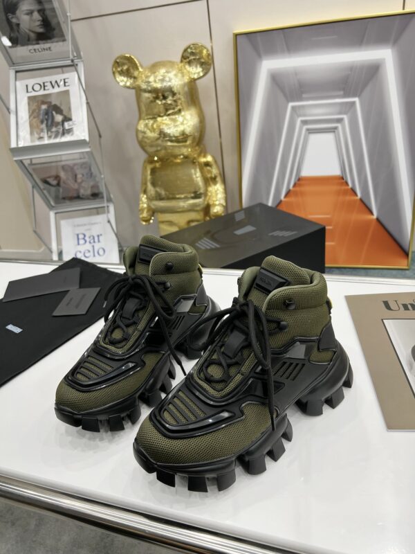 Prada Cloudbust Thunder High-Top Sneakers Green/Black For Women 1.9in/50mm PRD