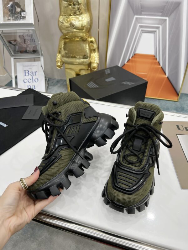 Prada Cloudbust Thunder High-Top Sneakers Green/Black For Women 1.9in/50mm PRD