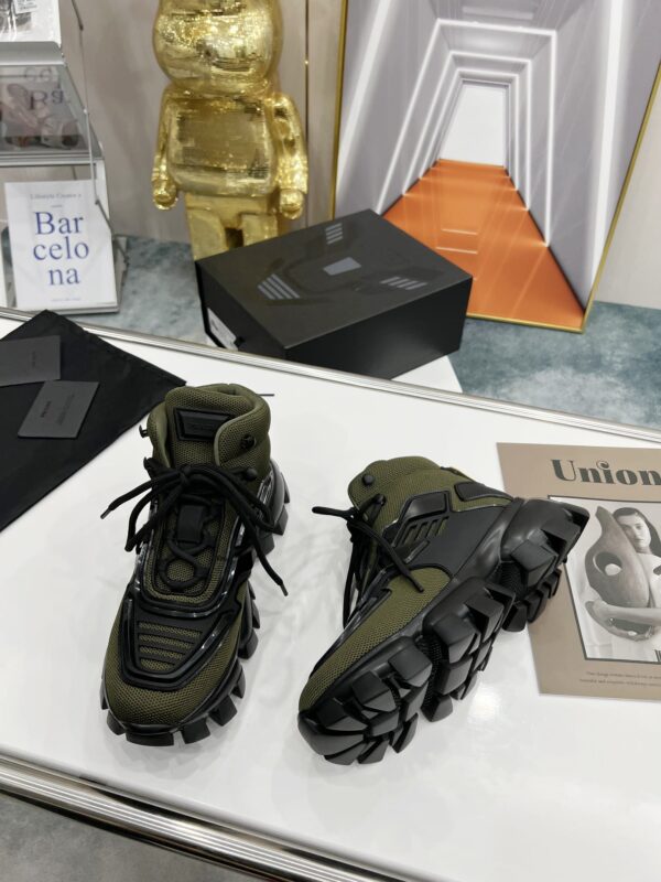 Prada Cloudbust Thunder High-Top Sneakers Green/Black For Women 1.9in/50mm PRD