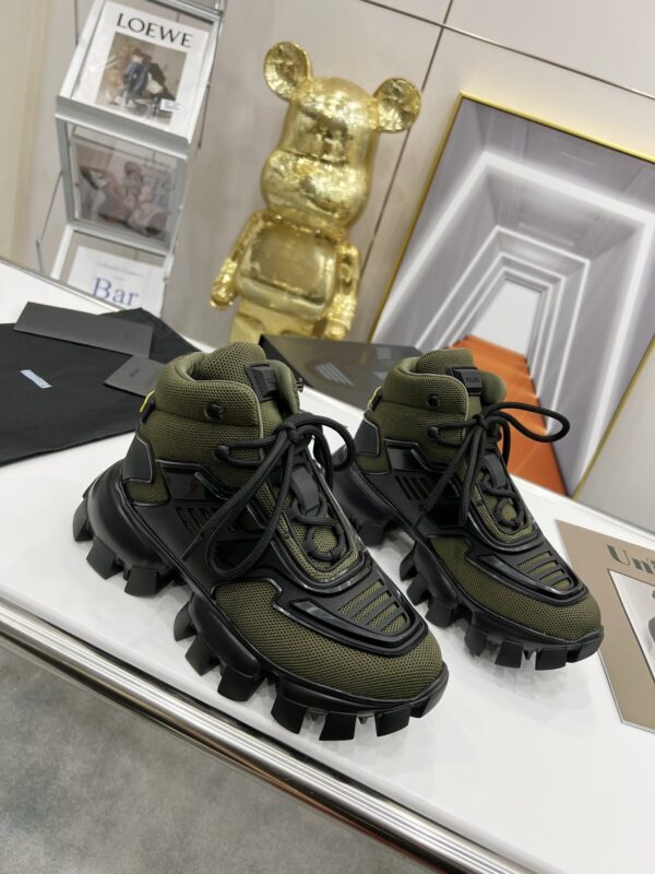Prada Cloudbust Thunder High-Top Sneakers Green/Black For Women 1.9in/50mm PRD