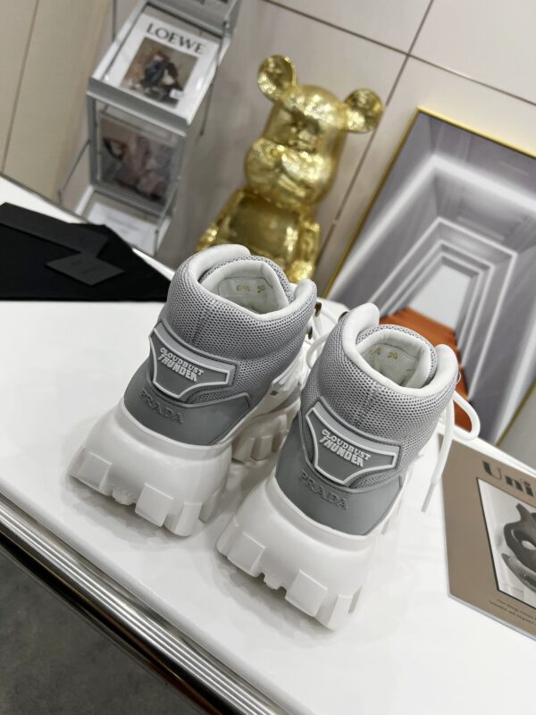 Prada Cloudbust Thunder High-Top Sneakers Grey/White For Women 1.9in/50mm PRD