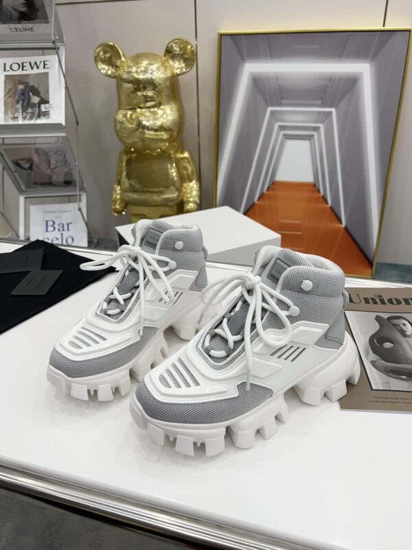 Prada Cloudbust Thunder High-Top Sneakers Grey/White For Women 1.9in/50mm PRD