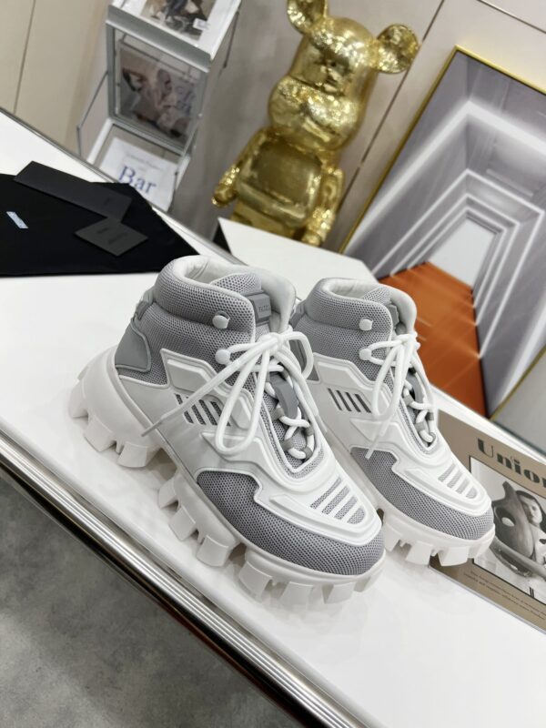 Prada Cloudbust Thunder High-Top Sneakers Grey/White For Women 1.9in/50mm PRD