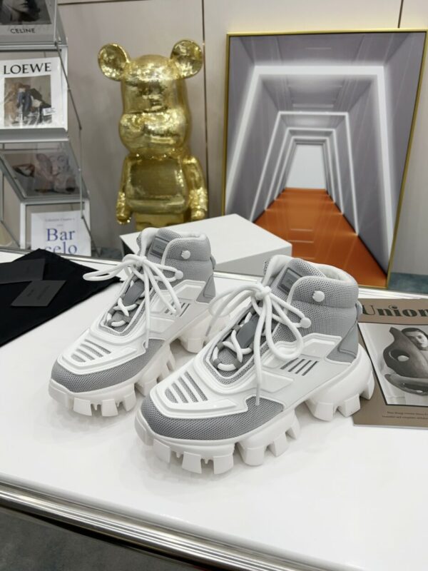 Prada Cloudbust Thunder High-Top Sneakers Grey/White For Women 1.9in/50mm PRD