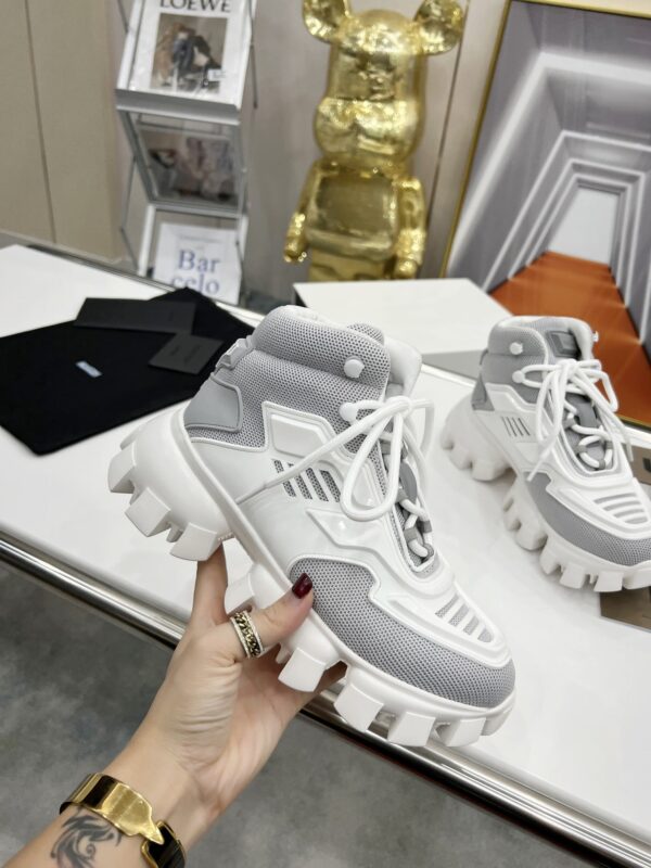 Prada Cloudbust Thunder High-Top Sneakers Grey/White For Women 1.9in/50mm PRD