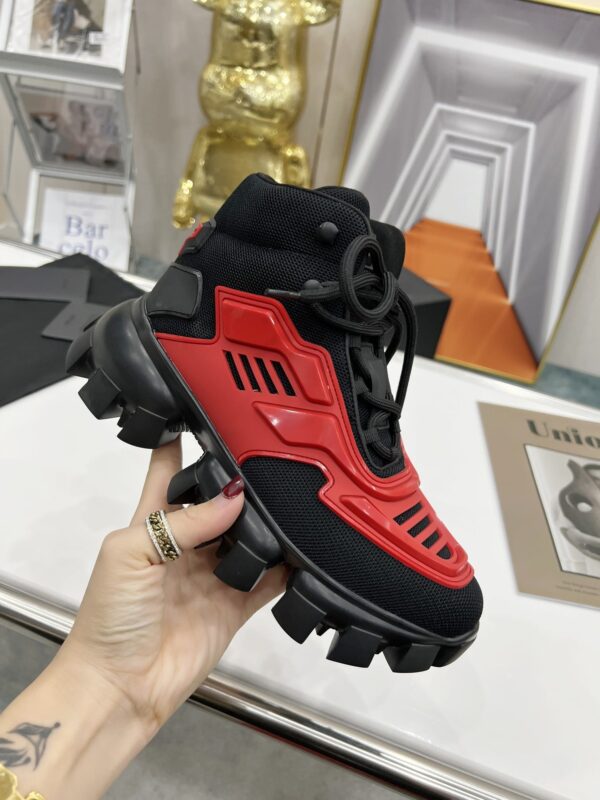 Prada Cloudbust Thunder High-Top Sneakers Red/Black For Women 1.9in/50mm PRD 