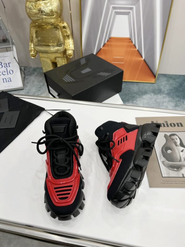 Prada Cloudbust Thunder High-Top Sneakers Red/Black For Women 1.9in/50mm PRD 