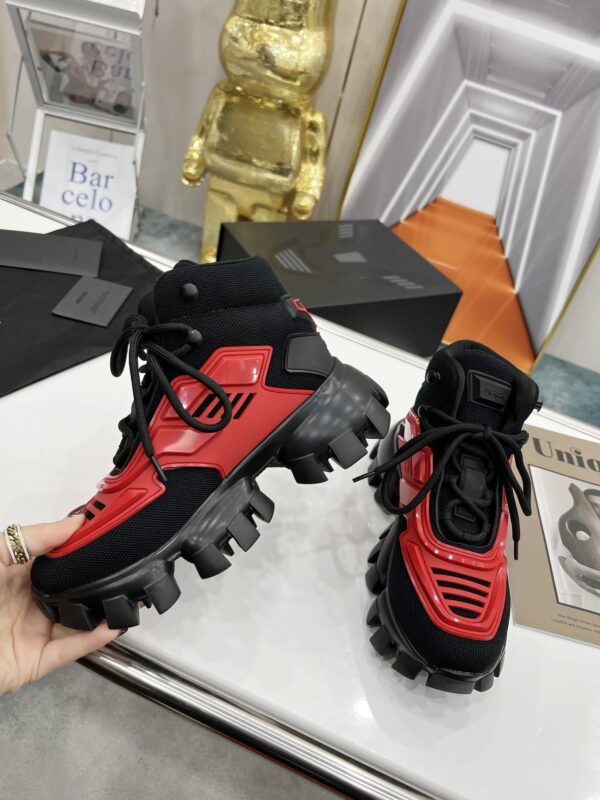 Prada Cloudbust Thunder High-Top Sneakers Red/Black For Women 1.9in/50mm PRD 