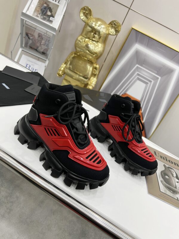 Prada Cloudbust Thunder High-Top Sneakers Red/Black For Women 1.9in/50mm PRD 