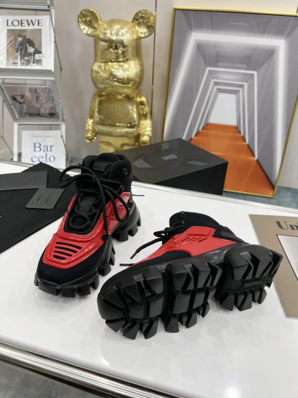 Prada Cloudbust Thunder High-Top Sneakers Red/Black For Women 1.9in/50mm PRD 